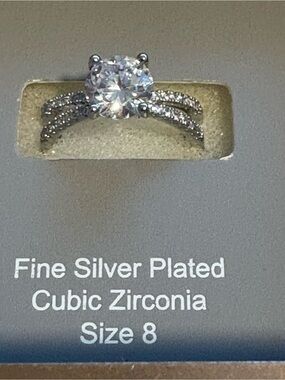 Believe by Brilliance CZ Ring Size 8 Silver Plated Engagement Style NIB